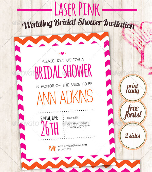 Laser Pink Wedding Bridal Shower Invitation