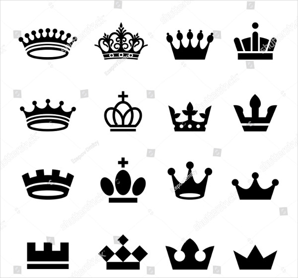 Monochrome Vintage Antique Crowns Icon