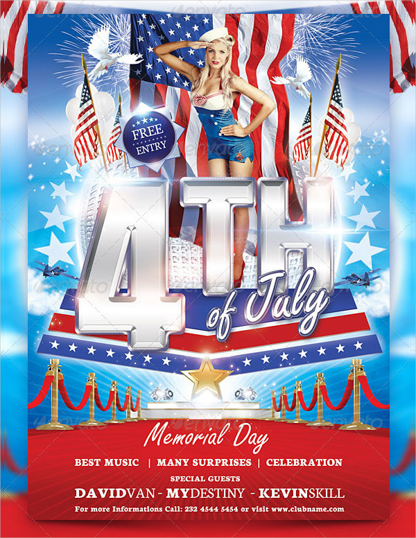 Memorial Day Night Club Flyer Template