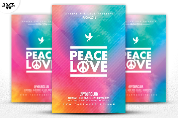 Peace & Love Flyer Rainbow Style Template