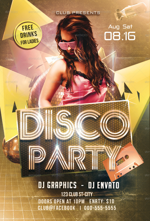 Print Ready Disco Party Violet Flyer Template