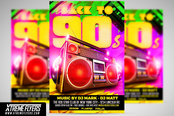 Retro Disco 90s Flyer Template