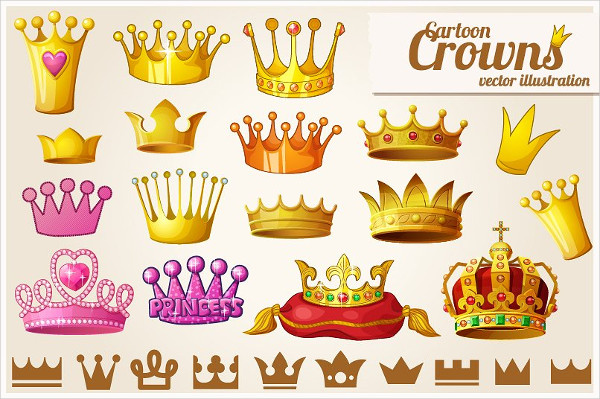 Set of Royal Golden crowns Icons