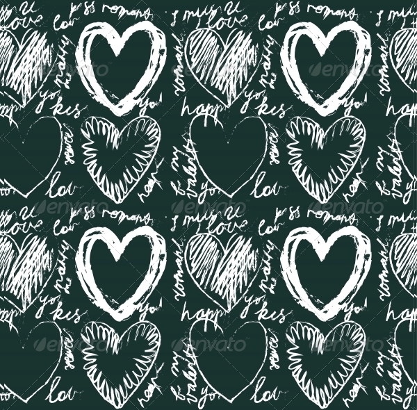 Seamless Hand Drawn Heart Patterns