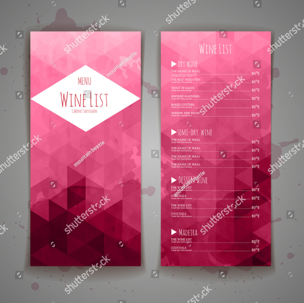 Set Of Abstract Triangle Wine Menu Templates