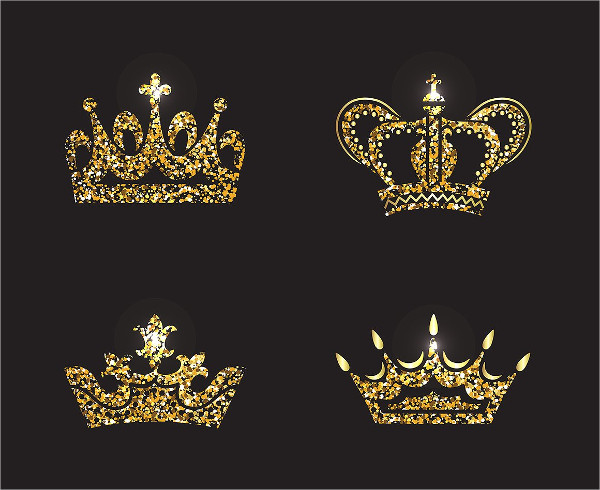 Set Of Gold Crown Icons