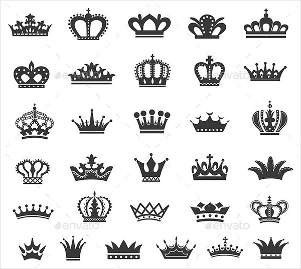 Set Of Vector Crown Icons