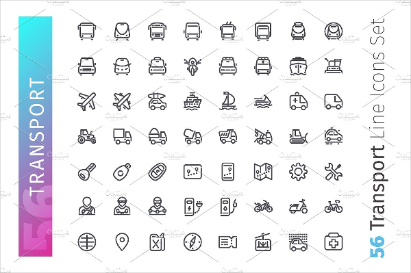 Transport Line Icons Set