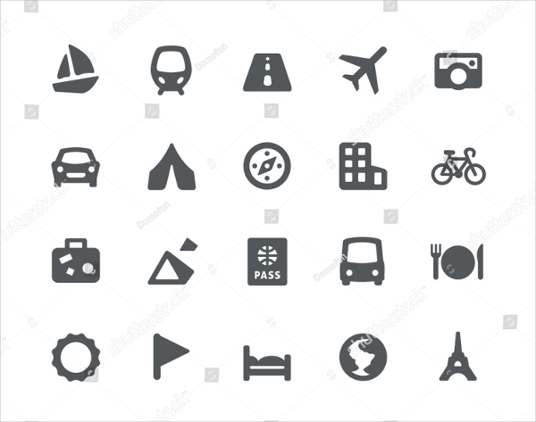 Traveling and transport simple icons