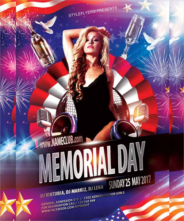 Stylish Memorial Day Free Flyer Template