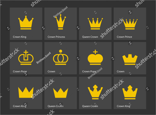 Crown Icon Pack Vector Illustration