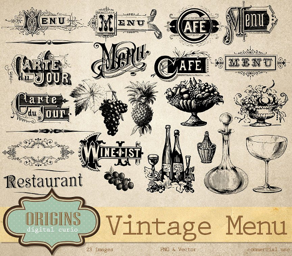 Vintage Menu Wine List Vector Template