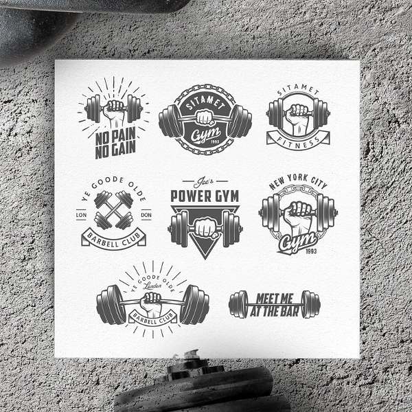 Vintage Gym Logos Design Elements