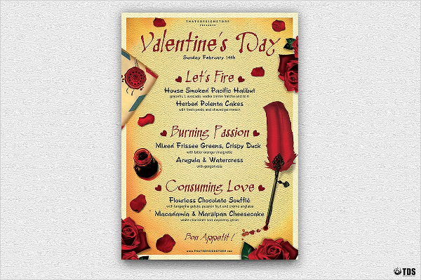 Vintage Valentines Day Menu Template