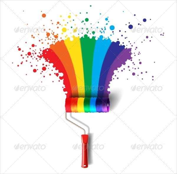 Roller Brush With Rainbow Splash