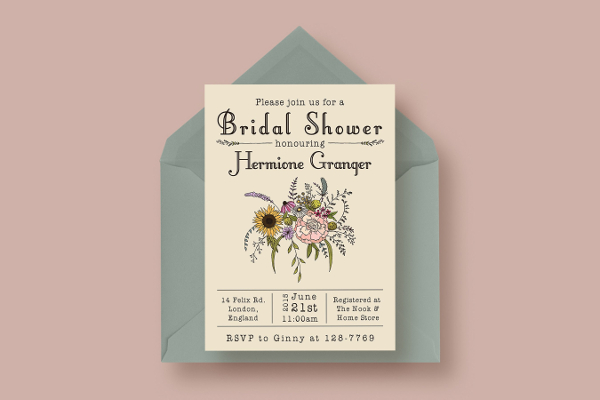 Wildflower Bridal Shower Vintage Invitation