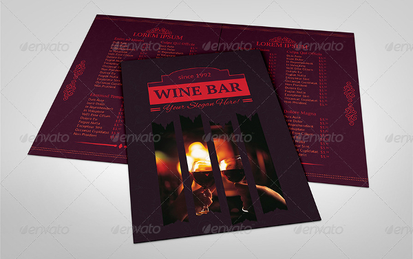 Wine Bar Menu Design Templates