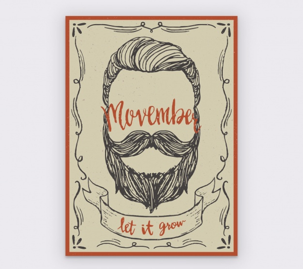 Movember poster With Hipster Beard Free Vector