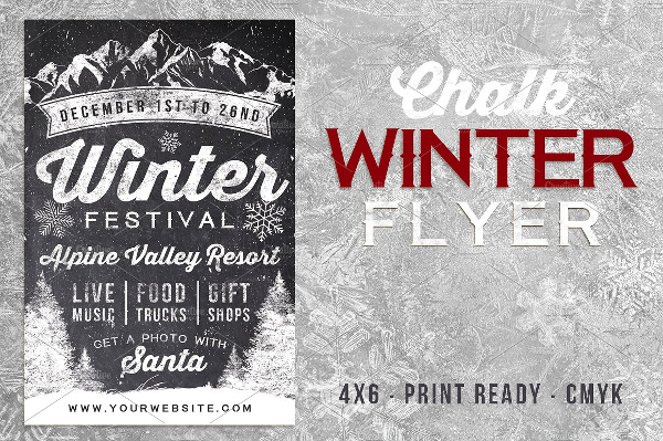 Chalk Winter Festiva Flyers Template