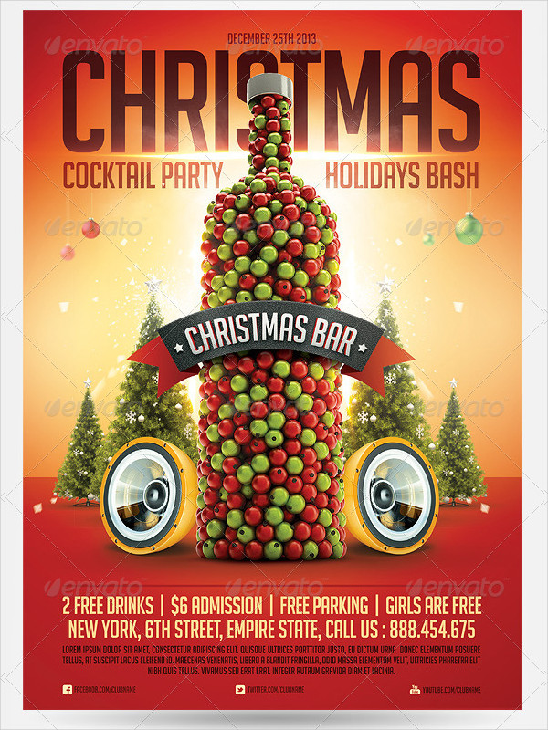 Christmas Cocktail Party Flyer Template