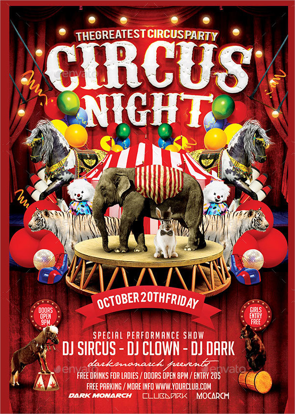 Circus Night Party Flyer Template PSD