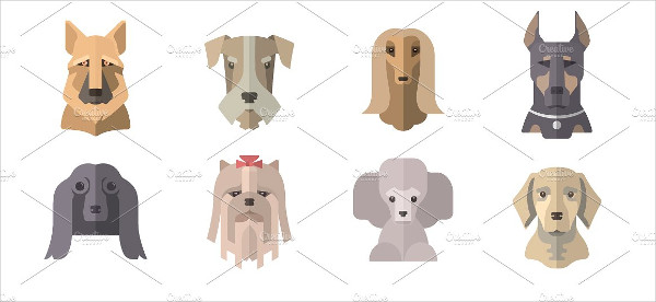 Collection Of Dog Icons Design Template