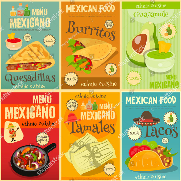 Colorful Mexican Food Menu Templates