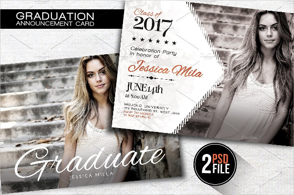 Graduation Colorful Announcement Card Template