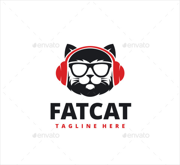 DJ Cat Logo Template