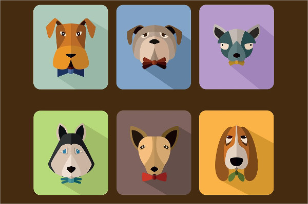 Dogs Avatar Icon Set Design