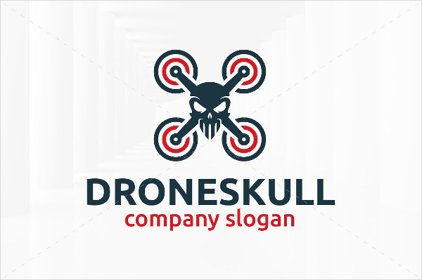 Drone Skull Logo Template Design