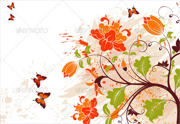 Floral Background With Butterfly