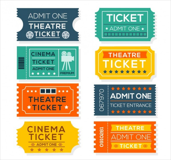 Free Colorful Cinema Tickets In Flat Design
