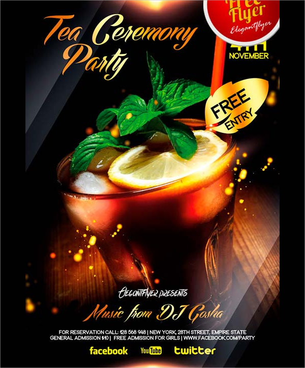 Free Tea And Cocktail Party Flyer