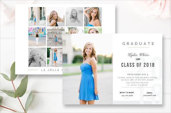 Graduation Announcement Horizontal Flat Card Template