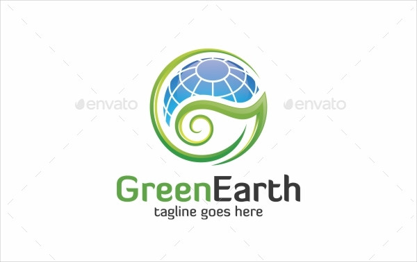 Green Earth Globe Logo Template