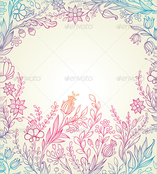 Hand Drawn Vector Floral Background