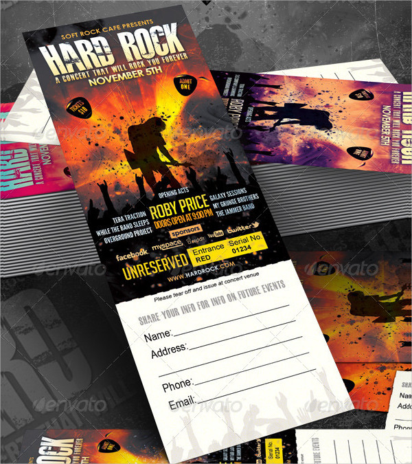 Hard Rock Concert Event Ticket Design