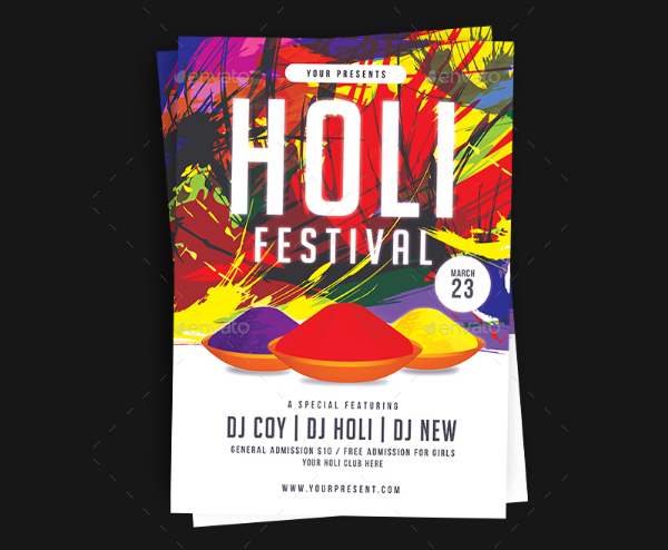 Holi Festival Advertising Flyer Template