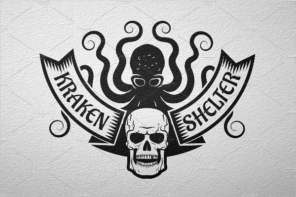 Kraken And Skull Logo Template