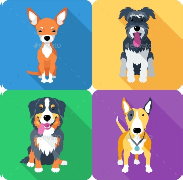 Modern Dog Icons Design Set