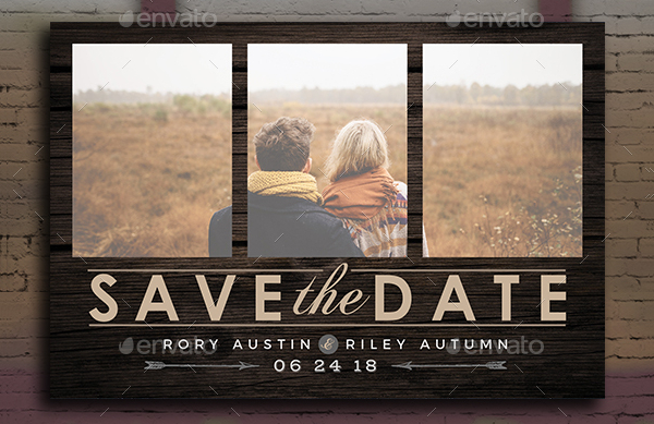 Modern Rustic Save The Date Postcard Template