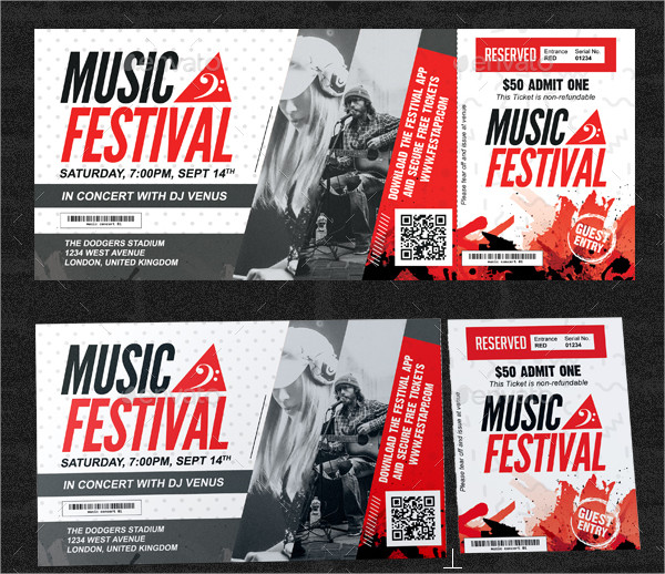 Musical Festival Multipurpose Event Ticket Design