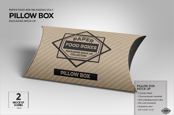 Packaging Pillow Box Mock-Up Template