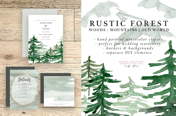 Rustic Forest Watercolor Backgrounds