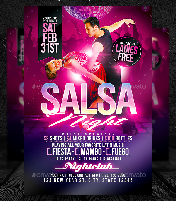 Modern Salsa Night Flyer Design