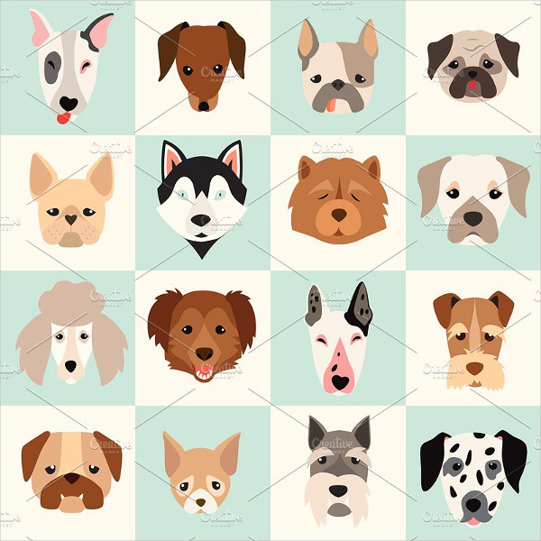 Set Of Cute Dogs Icons