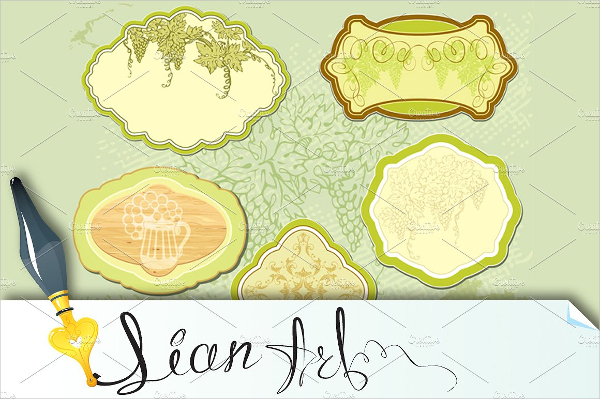 Set For Wine Labels Or Menu Design