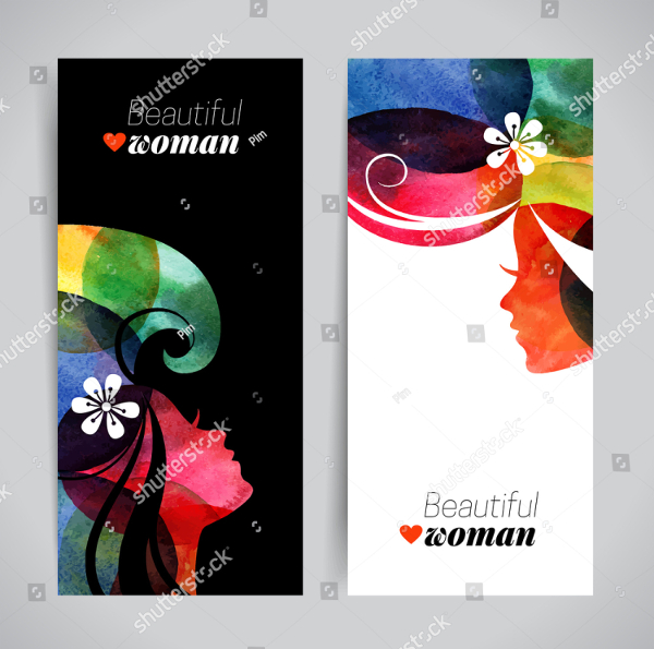 Set Of Banners With Watercolor Salon
