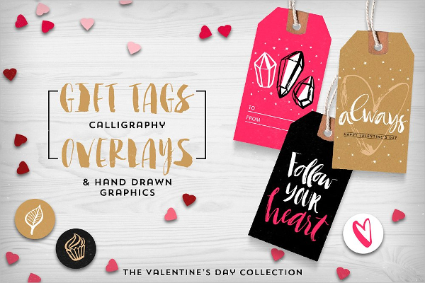 Valentine's day Gift Tags & Overlays